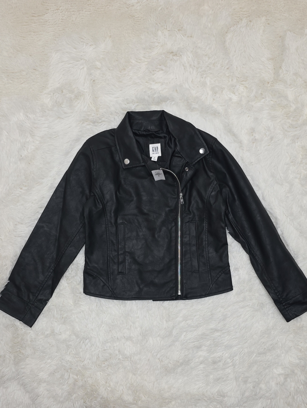 GAP - Kids Black Faux Leather Moto Jacket. Size 8. NWT